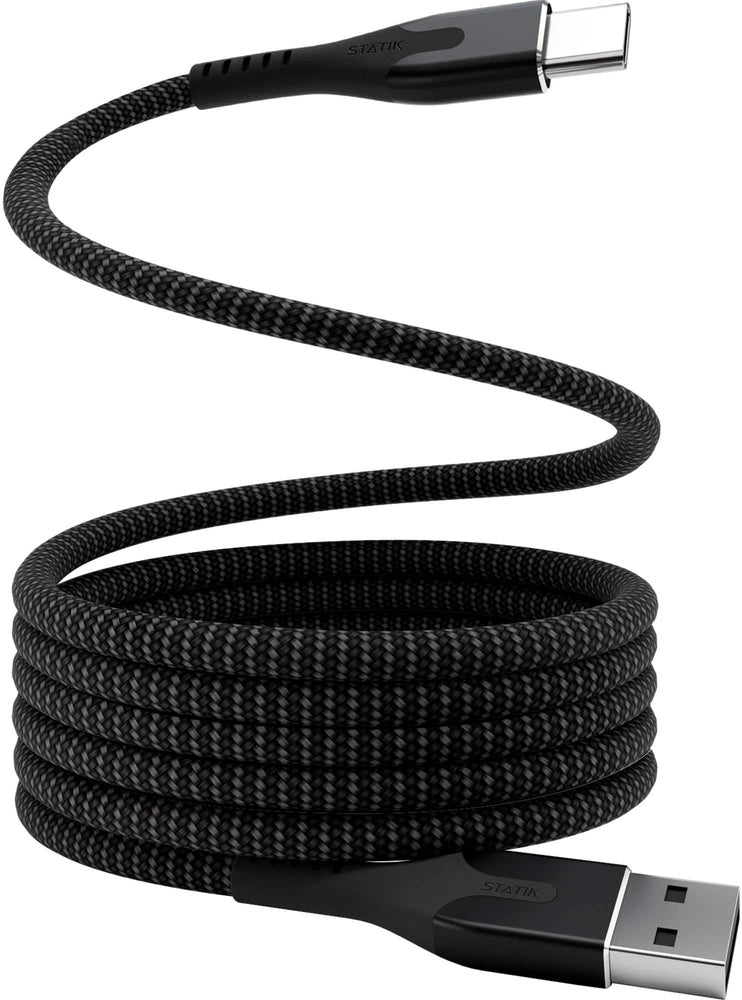 STATIK - MagStack 6 Foot USB-A to USB-C Magnetic Charging Cable - Black