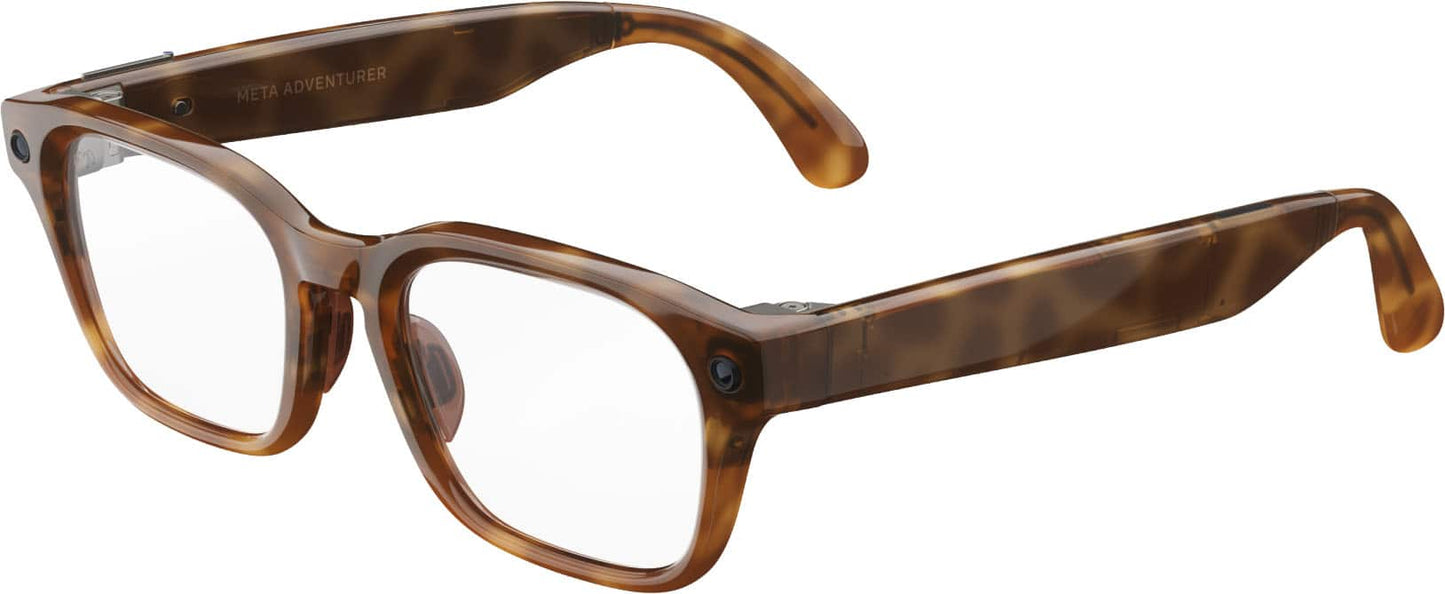 Adventurer - Smart AI glasses — Meta AI 12MP Camera Live Translate — Clear Lenses - Classic Tortoise