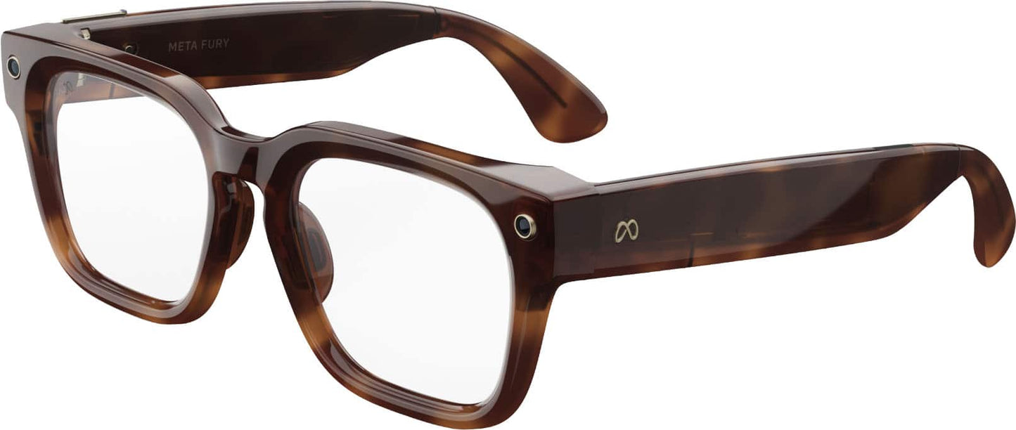 Fury - Smart AI glasses — Meta AI 12MP Camera Live Translate — 8+ Hour Battery — Transition Grey Lenses - Mahogany
