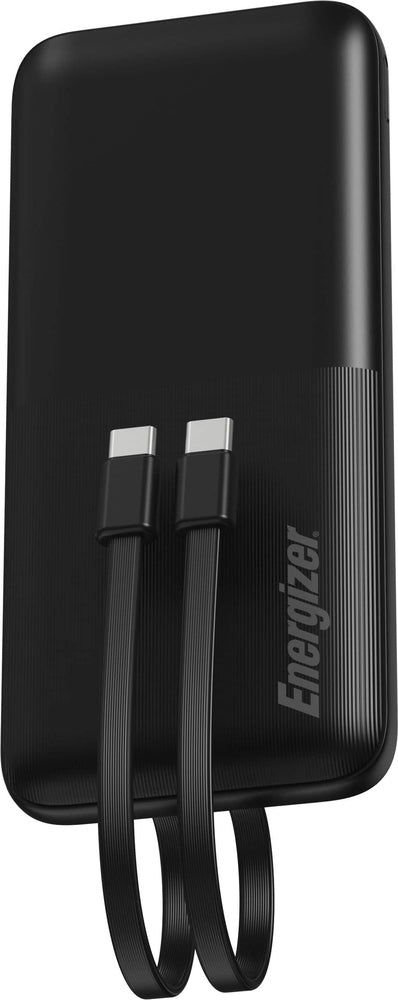 Energizer - 10000mAh 22.5W 4-Port Universal Fast Charging Power Bank/Portable Charger w/ 2 Built in PD USB-C Cables LED Display - Black