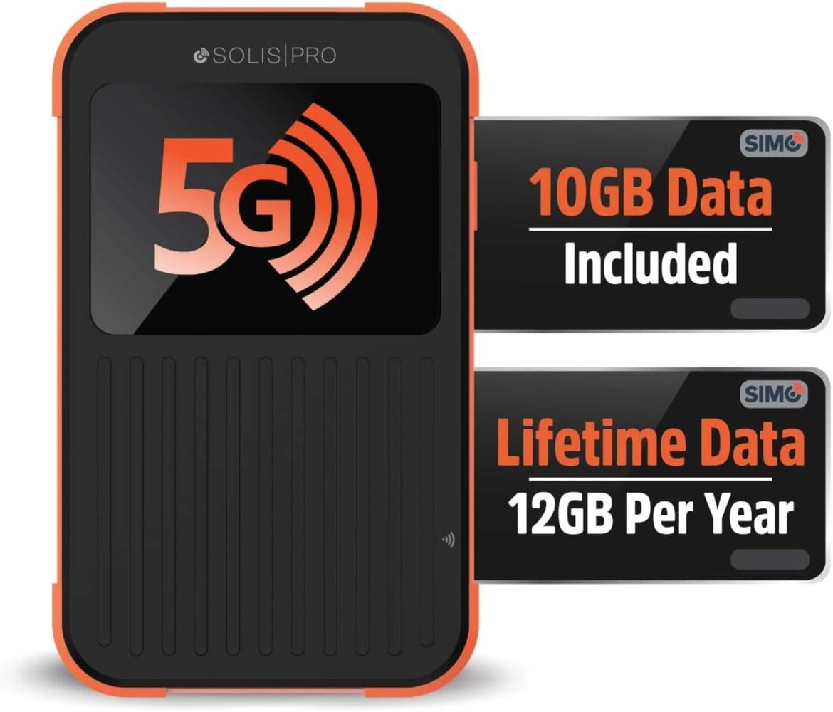 SIMO - Solis Pro 5G Mobile Hotspot and Power Bank with Lifetime Data - Black (Unlocked)