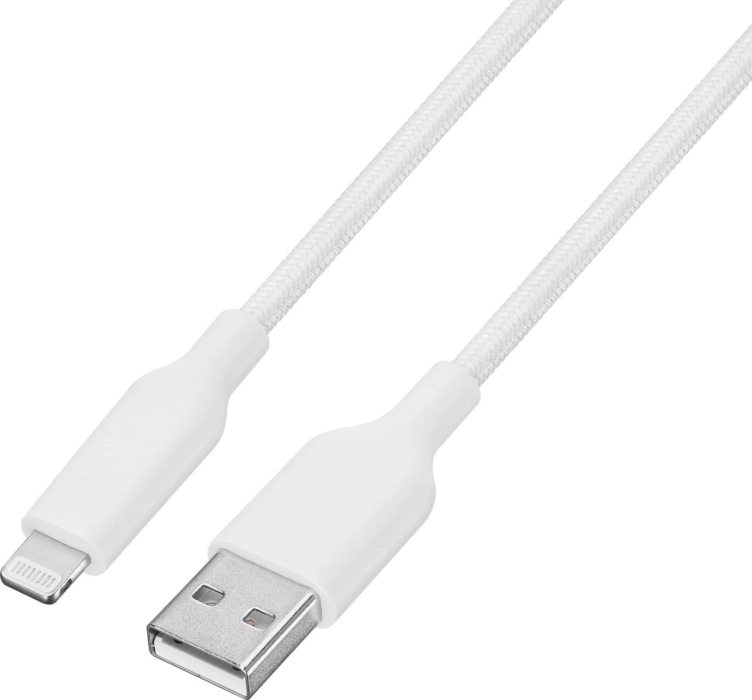 Best Buy essentials - 10’ Lightning to USB Braided Charge-and-Sync Cable - White