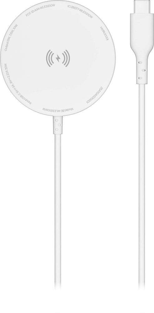 Best Buy essentials - 10W Magnetic Wireless Charger for iPhone or Devices Compatible with MagSafe Qi Charging - White