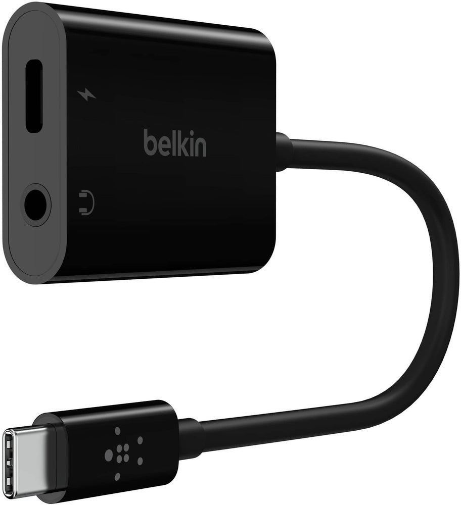 Belkin - 3.5mm Audio USB-C Adaptor - Fast Charge Compatible USB-C Audio Adaptor for iPad Pro Galaxy Pixel OnePlus More - Black
