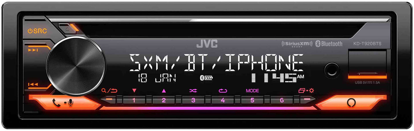 JVC - Bluetooth CD Receiver with Alexa Built-In and USB Rapid Charge Satellite Rado Ready - Black