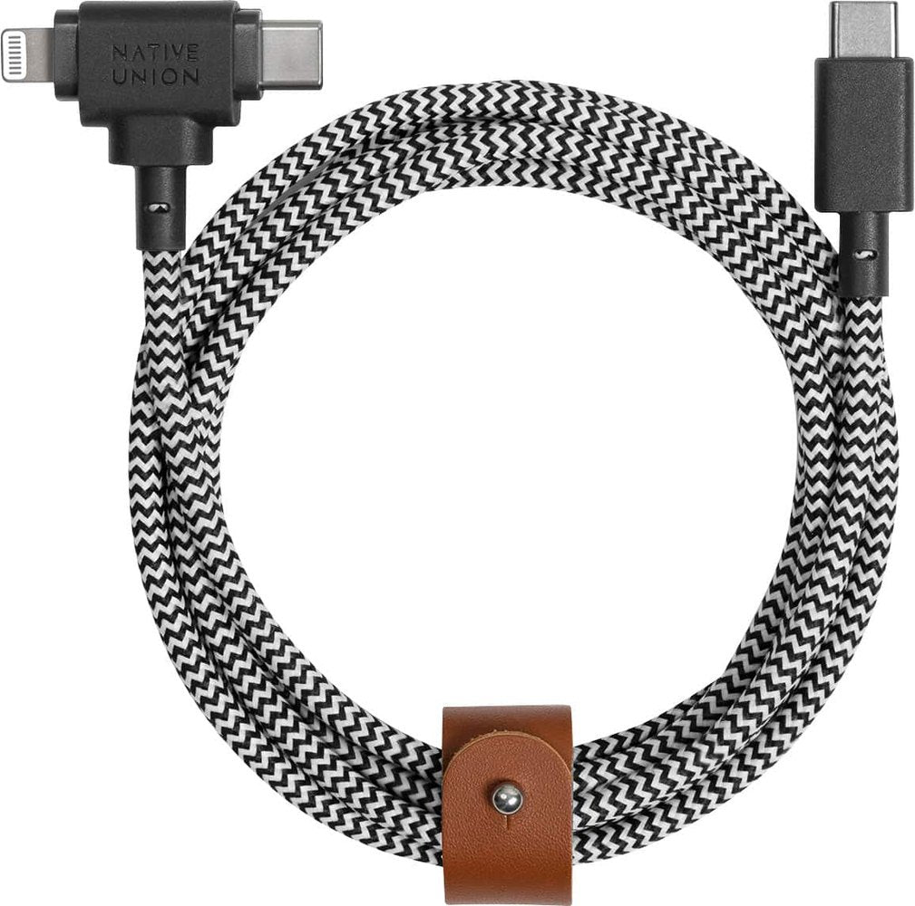 Native Union - Belt Cable Duo 5ft Ultra-Strong Charging Cable (C-C-L) - ZEBRA