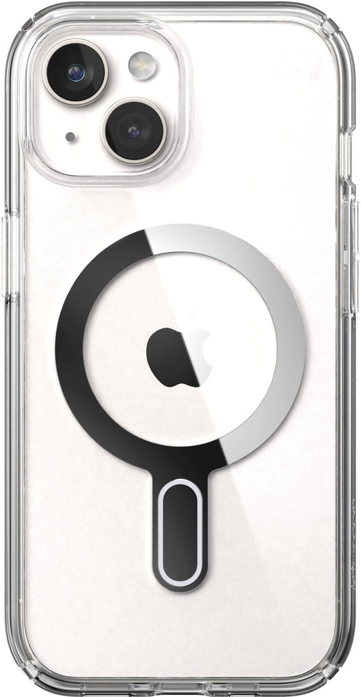 Speck - Presidio Perfect-Clear ClickLock Case with MagSafe for Apple iPhone 16e/15/14/13 - Clear/Chrome
