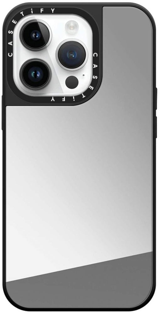 CASETiFY - Mirror Case with MagSafe for iPhone 14 Pro - Silver with Black Bumper