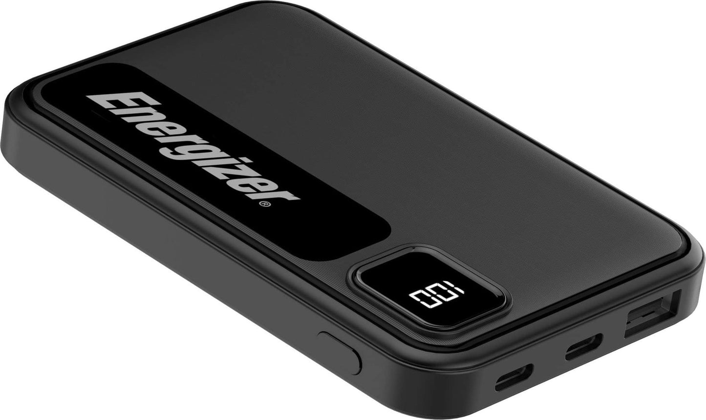 Energizer - MAX 5000mAh 15W USB-C 3-Port Universal Portable Battery Charger/Power Bank w/ LCD screen for Smartphones Accessories - Black