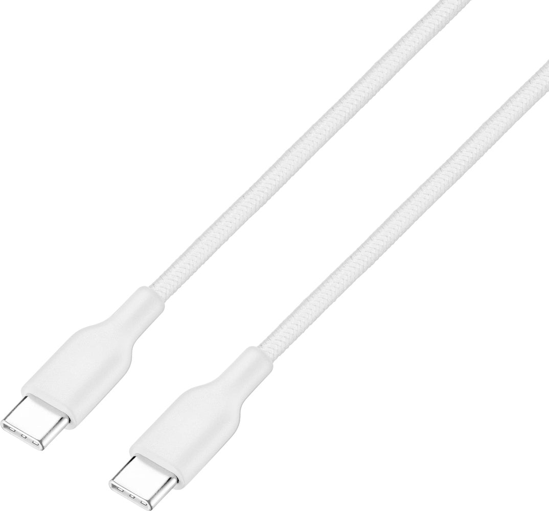 Best Buy essentials - 4' USB-C to USB-C Braided Charge-and-Sync Cable - White