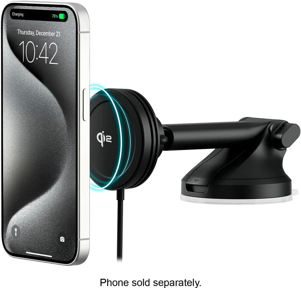 iOttie - Velox Qi2 Wireless Dashboard Windshield Car Mount - Carbon Black