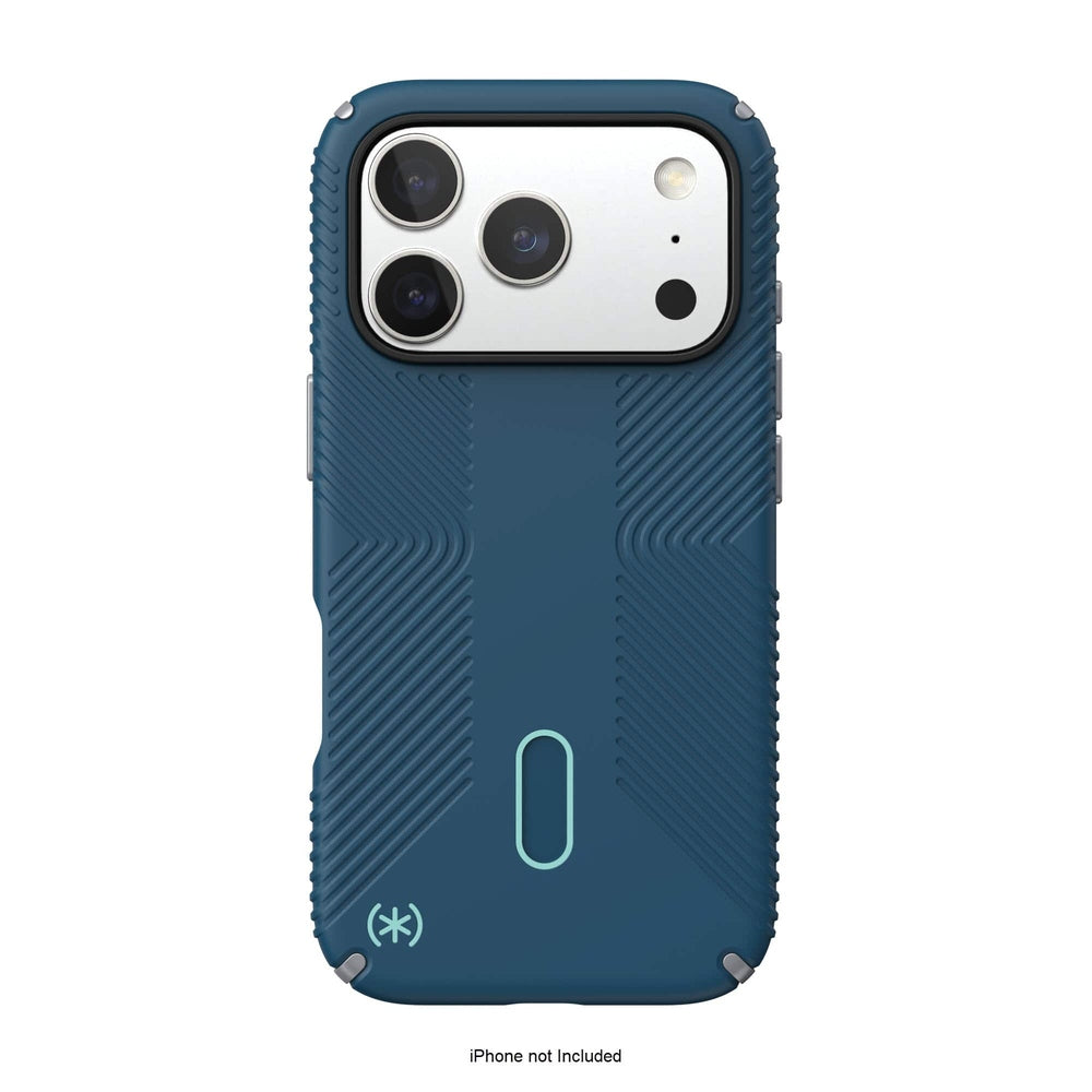 Speck - Presidio2 Grip ClickLock Case for iPhone 17 Pro - Deep Sea/Silver Metallic/Spell Blue
