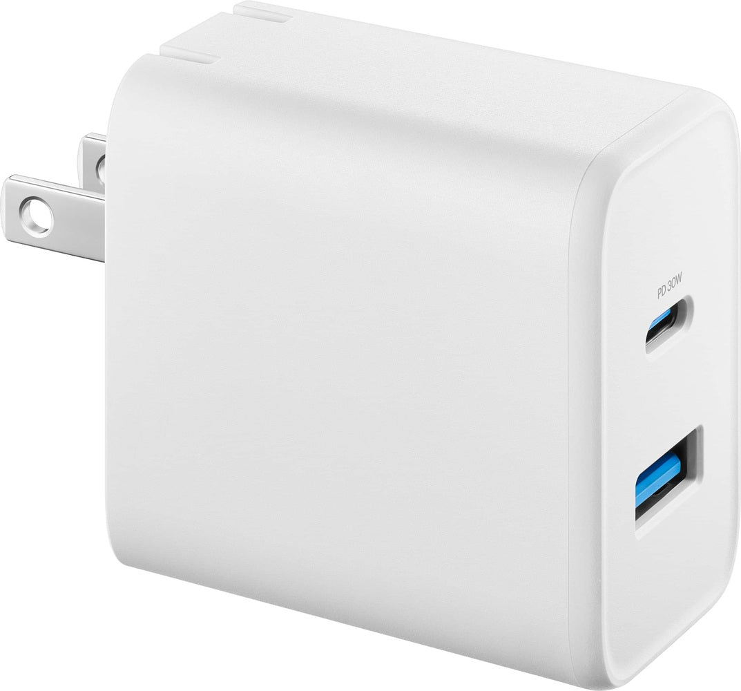 Insignia - 32W 2-Port Wall Charger with 1 USB-C 1 USB Port for Smartphones Tablets and More - White