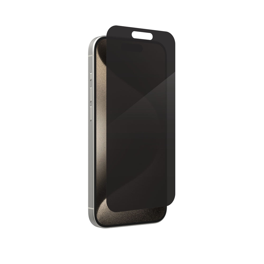 ZAGG - Glass Elite Privacy Maximum Impact Privacy Filtering Screen Protector for iPhone 15 Pro - Clear