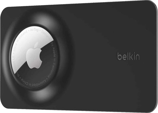 Belkin - Secure Wallet Insert for  AirTag Ultra Slim Flexible Credit Card Size for Purse Handbag Pocket Backpack - Black