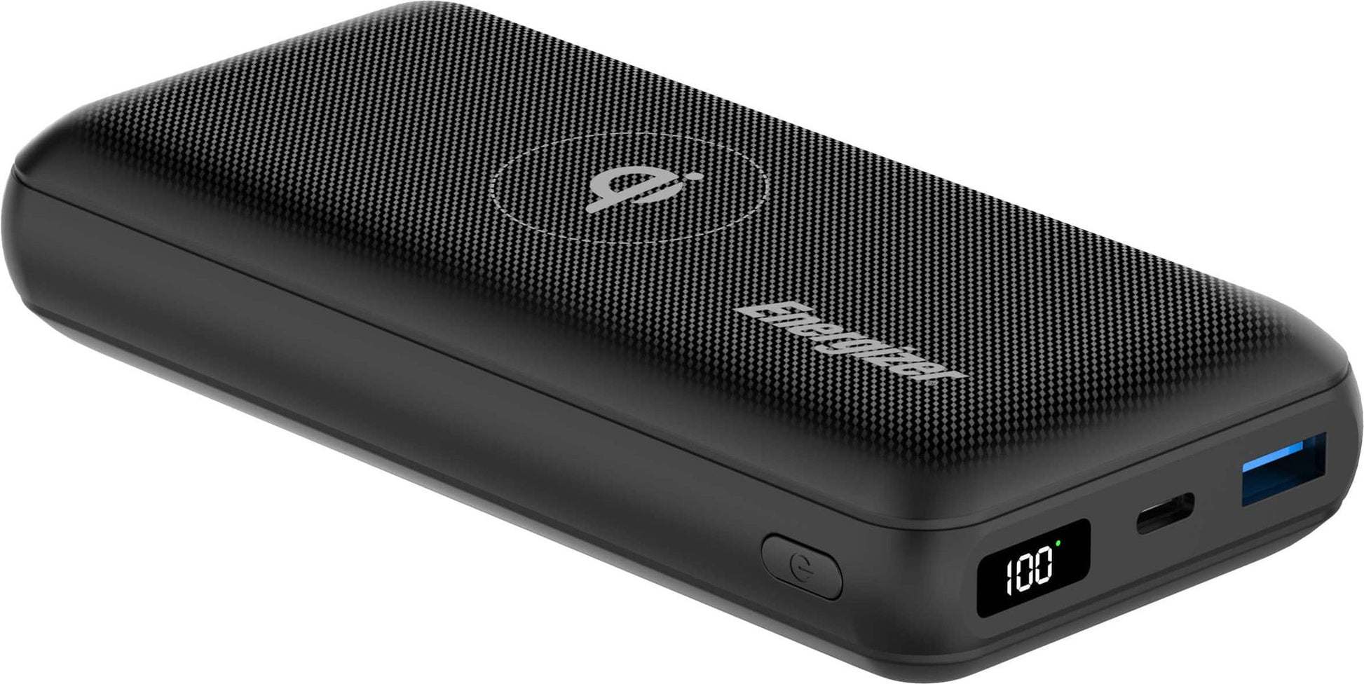 Energizer - Ultimate Lithium 20000 mAh 20W USB-C PD  15W Qi Wireless 4-Port Portable Battery Charger Power Bank with LCD Display - Black