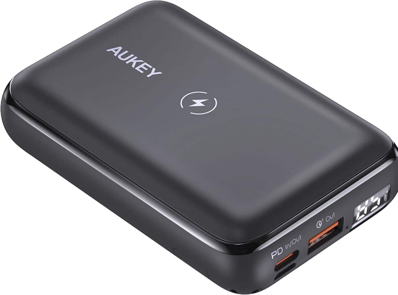Aukey - PB-WL01S Basix Pro  10000mAh 20W Mini Wireless Charging Power Bank - Gray