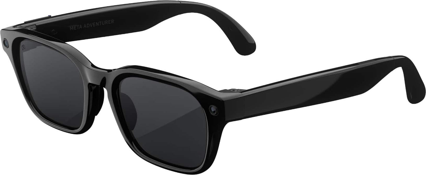 Adventurer Large - Smart AI glasses — Meta AI 12MP Camera Live Translate — Polarized Grey Lenses - Classic Black