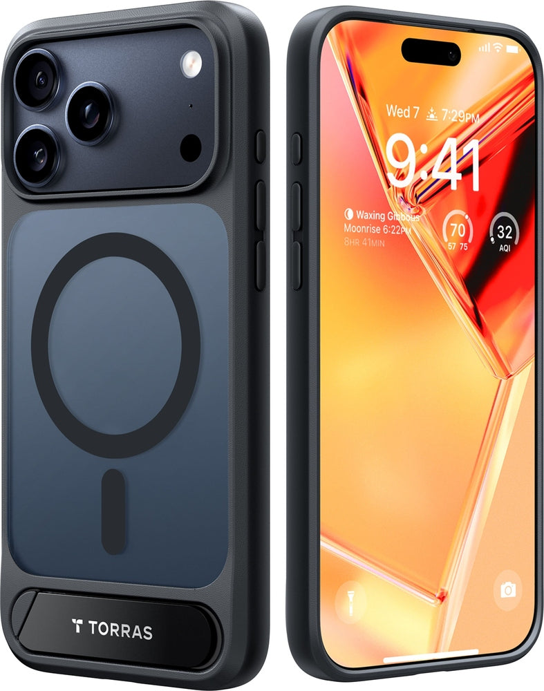 TORRAS - Ostand L1 - Professional Multi-Angle Magnetic Stand Case with Military-Grade Protection for Apple iPhone 17 Pro Max - Black