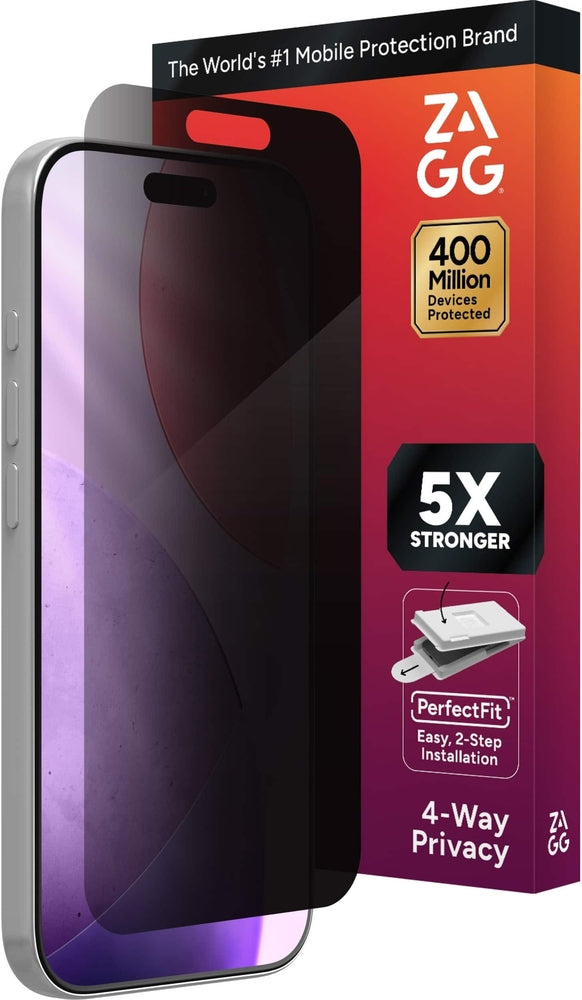 ZAGG - 4-Way Privacy XTR Glass Screen Protector for  iPhone 17 Pro - Clear