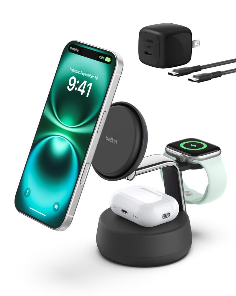 Belkin - UltraCharge Pro 3-in-1 Qi2 25W Magnetic Wireless Charging Dock for iPhone  Watch and AirPods - Charcoal