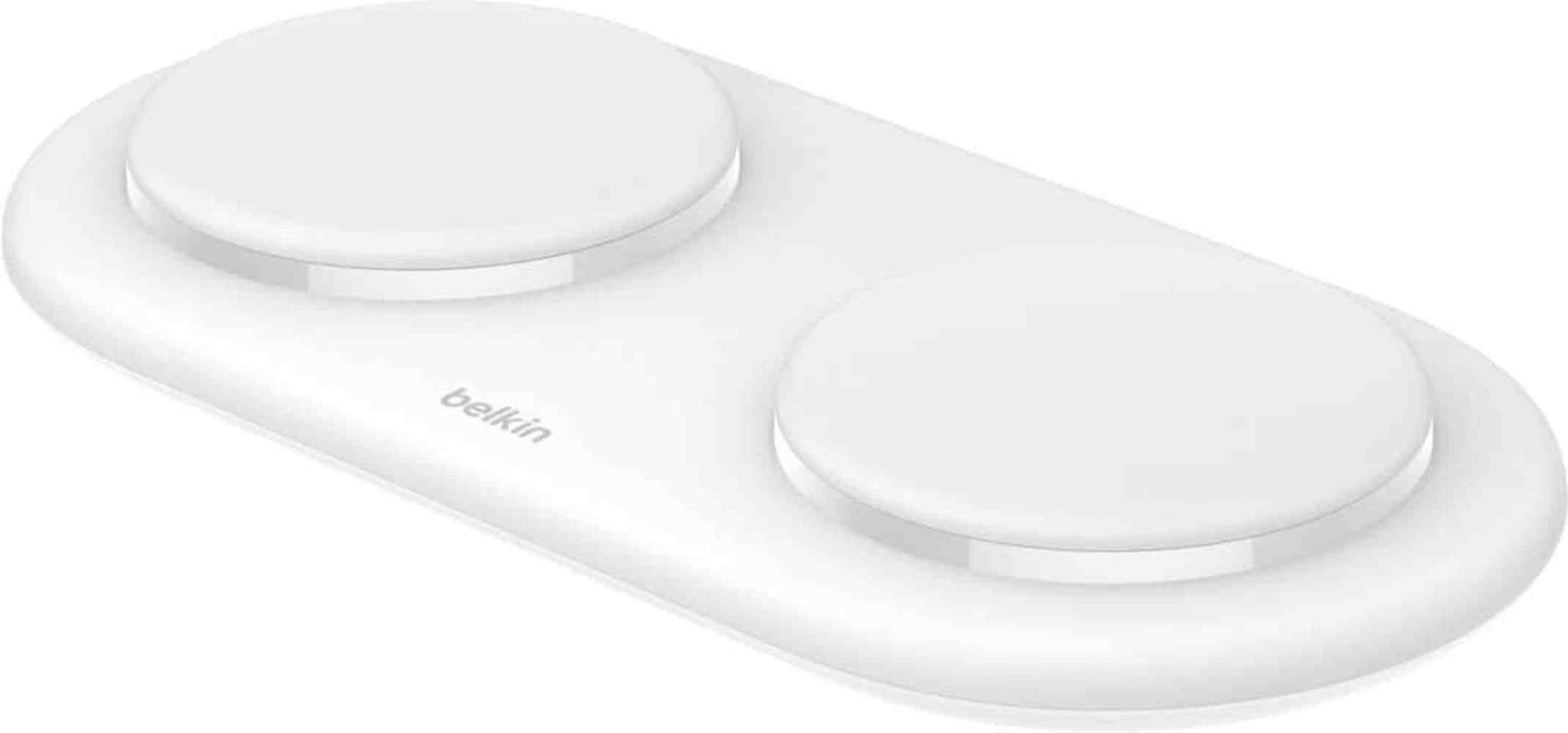 Belkin - 15W Dual Qi2 Wireless Magnetic Charging Pad MagSafe Compatible for iPhone  AirPods - White