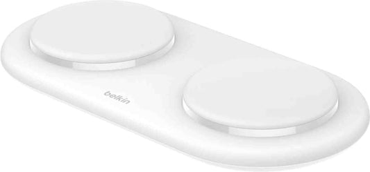 Belkin - 15W Dual Qi2 Wireless Magnetic Charging Pad MagSafe Compatible for iPhone  AirPods - White