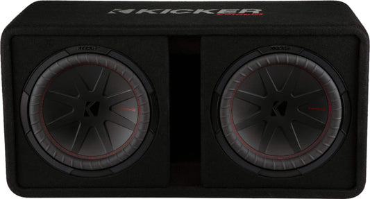 KICKER - CompR Dual 12" Dual-Voice-Coil 2-Ohm Subwoofers with Enclosure - Black