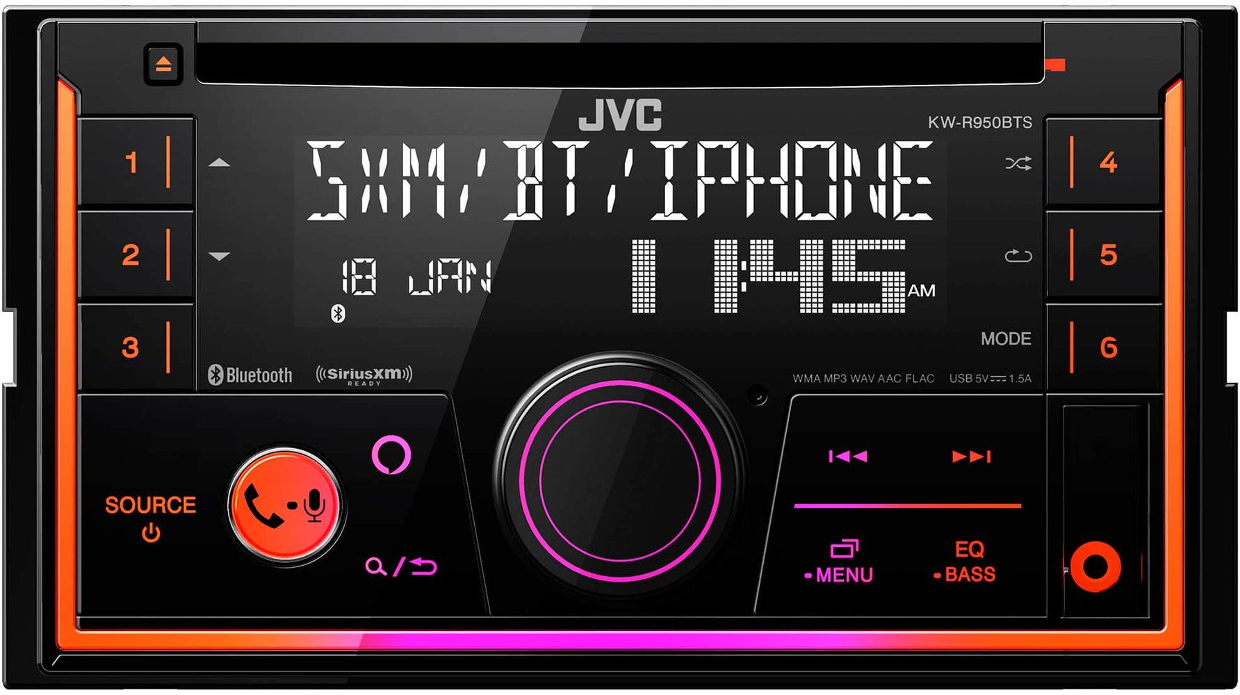 JVC - Bluetooth CD/DM Receiver with Voice Assistant Built in and Satellite Radio Ready - Black