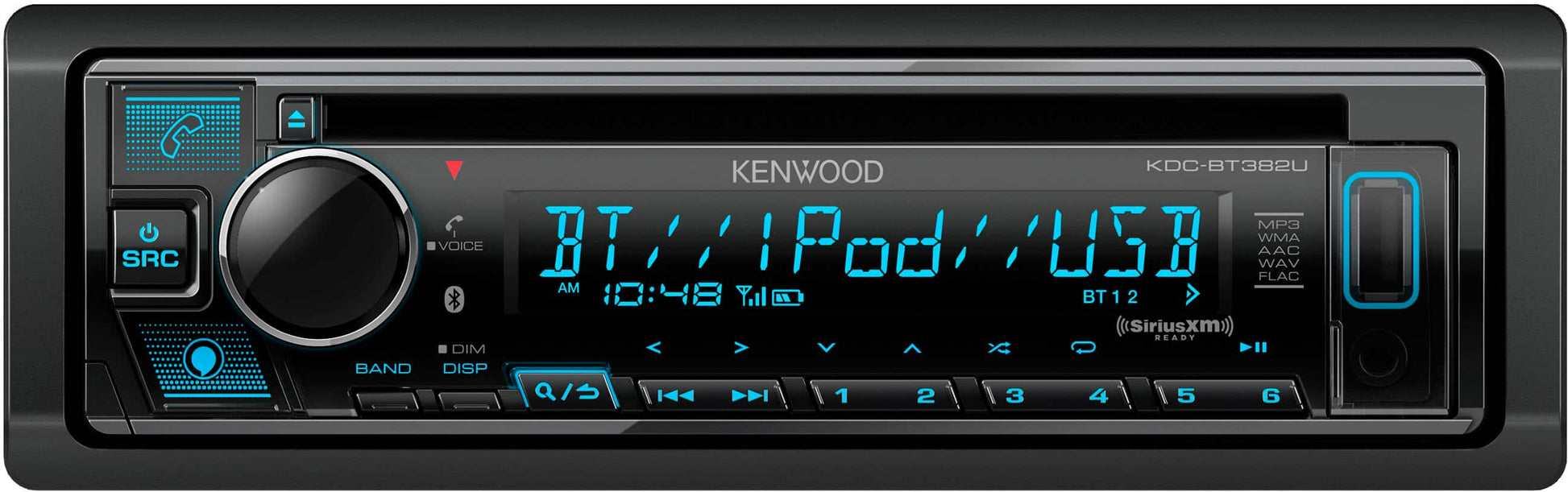 Kenwood - Bluetooth CD/Digital Media (DM) Receiver and Satellite Radio-Ready with Detachable Faceplate - Black
