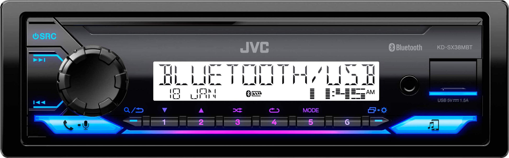 JVC - Bluetooth Digital Media (DM) Receiver with Glare Free Display and Variable Color - Black