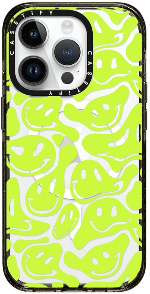 CASETiFY - Impact Case with MagSafe for  iPhone 15 Pro - Acid Smiles Neon Green