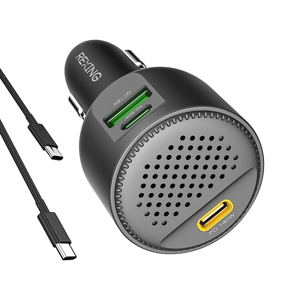 Rexing - 170W Vehicle Quick Charger with 2 USB-C  1 USB Port Compatible with iPhone and Samsung Note - Black