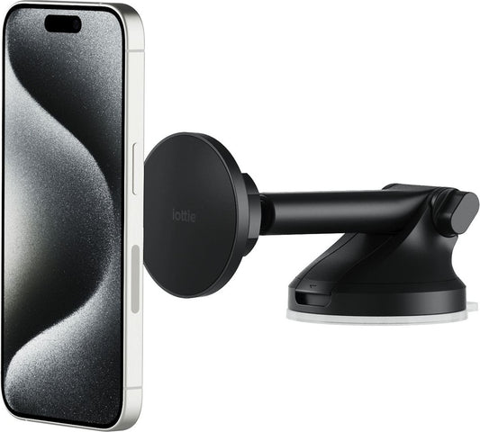 iOttie - iTap 3 MagSafe Compatible Dashboard  Windshield Car Mount with Magnetic Adapter Ring - Black