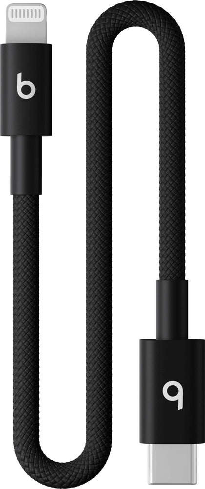 Beats - 8" USB-C to Lightning Woven Short Cable - Bolt Black