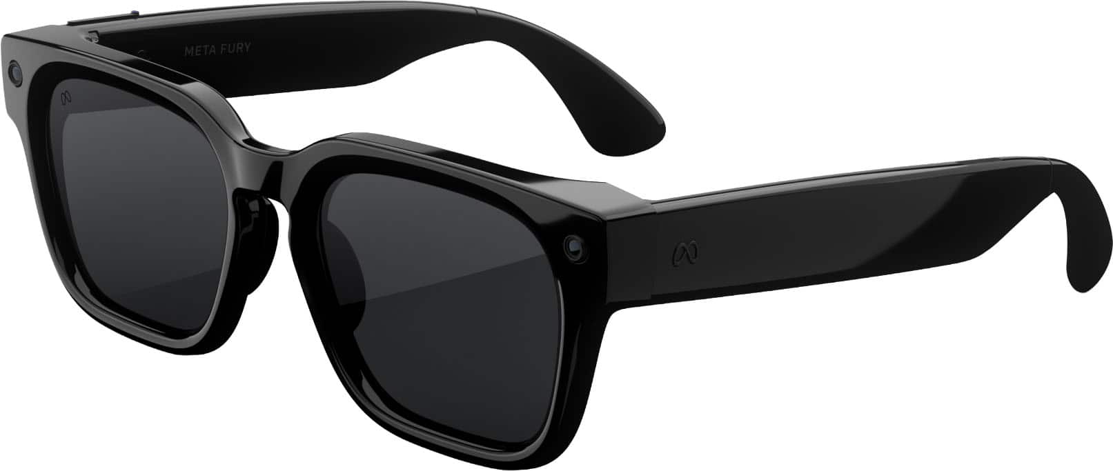 Fury - Smart AI glasses — Meta AI 12MP Camera Live Translate — 8+ Hour Battery — Polarized Grey Lenses - Classic Black