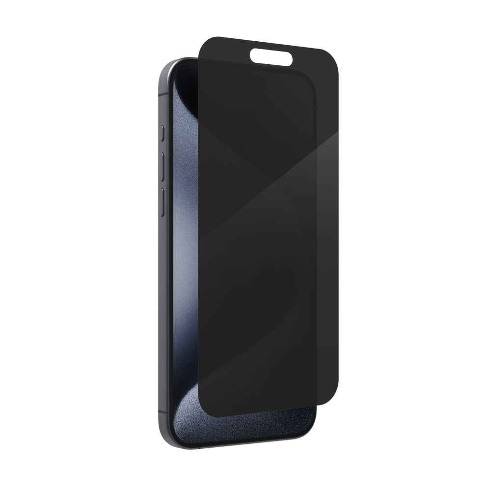 ZAGG - Glass Elite Privacy Maximum Impact  Privacy Filtering Screen Protector for Apple iPhone 15 Pro Max - Tinted