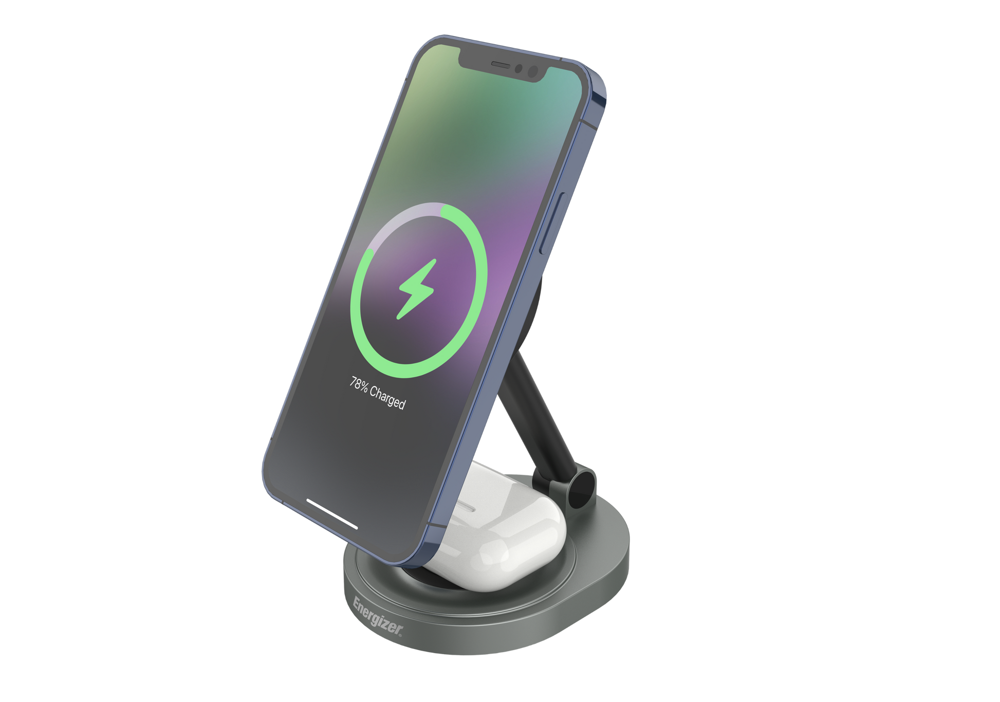 Energizer - 2-in-1 15W Magnetic MagSafe/Qi2 Compatible Fast 15W Charger Charging Station/Stand for iPhone + AirPods + Apple Watch - Black