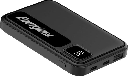 Energizer - MAX 5000mAh 15W USB-C 3-Port Universal Portable Battery Charger/Power Bank w/ LCD screen for Smartphones  Accessories - Black