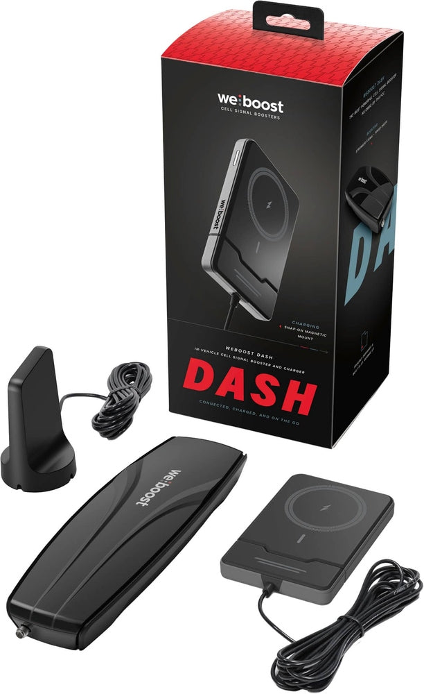 weBoost - Dash Cell Phone Signal Booster with Qi2/MagSafe Compatible Wireless Charger - For Most Cell Phones - Black