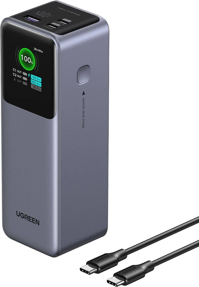 UGREEN - Nexode 200W 25000mAh Power Bank with Smart TFT Display PD 3.1 Fast Portable Charger for Laptops Tablets Cell Phones - Black