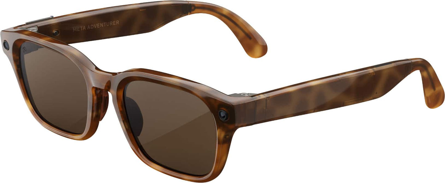 Adventurer Large - Smart AI glasses — Meta AI 12MP Camera Live Translate — Brown Lenses - Classic Tortoise