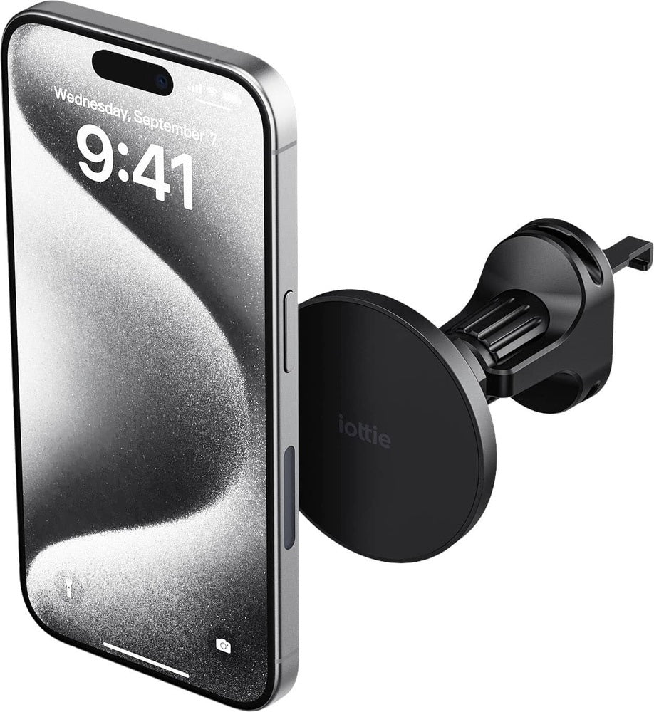 iOttie - iTap 3 MagSafe Compatible Air Vent Car Mount with Magnetic Adapter Ring for Mobile Phones - Carbon Black