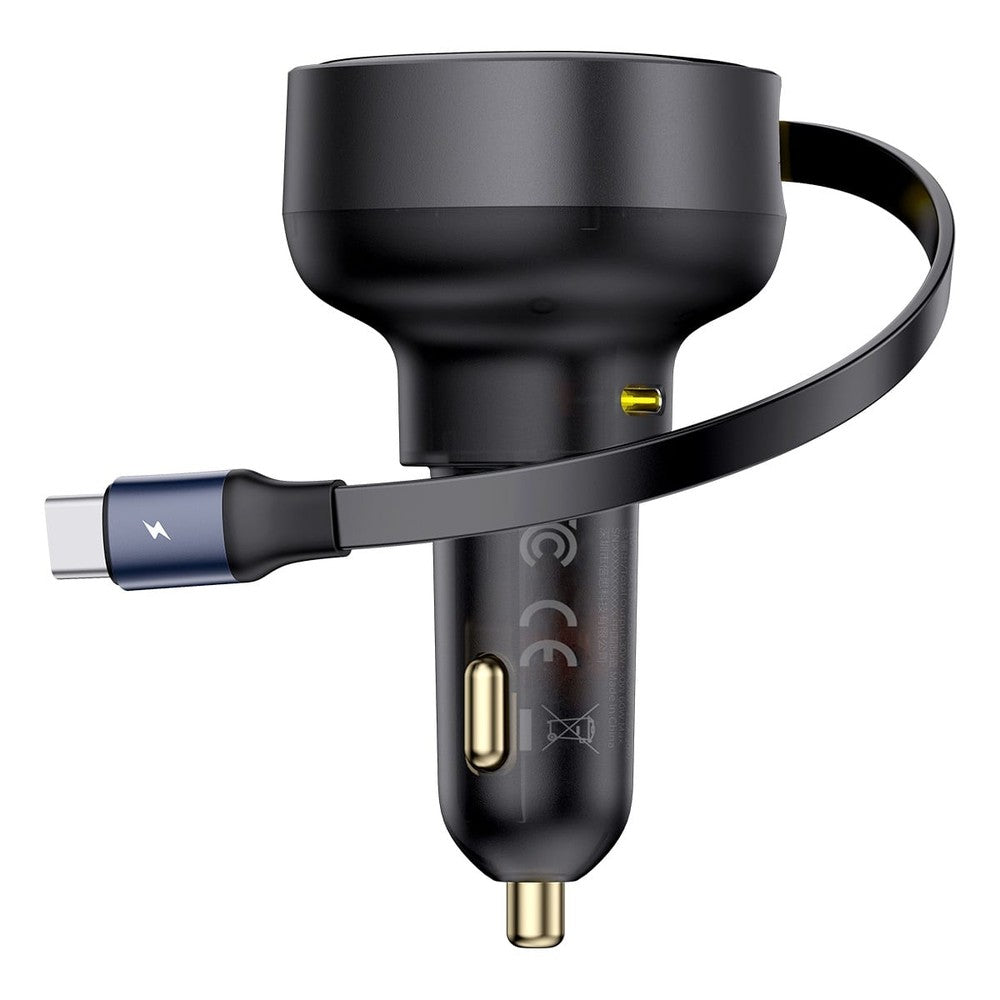 Baseus - Enjoyment Pro Car Charger C+Retractable Type-C Cable 60W Cluster - Black