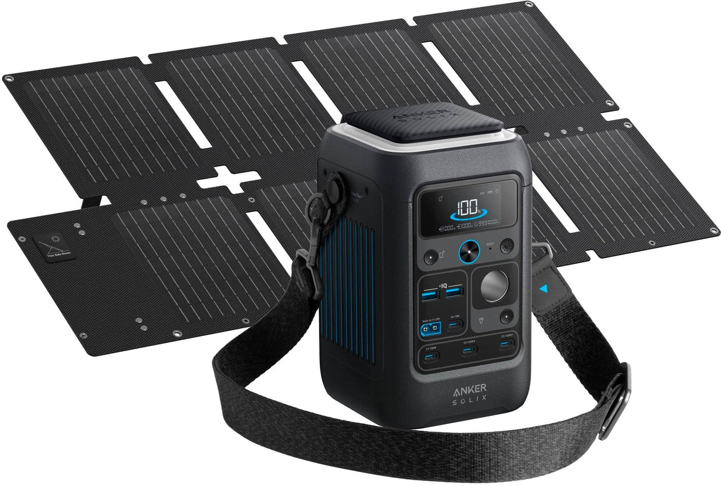 Anker - SOLIX C300X DC Solar Generator 288Wh (90000mAh)/300W 2-in-1 Power Pack for Outdoor Camping (288 Wh Capacity) - Black