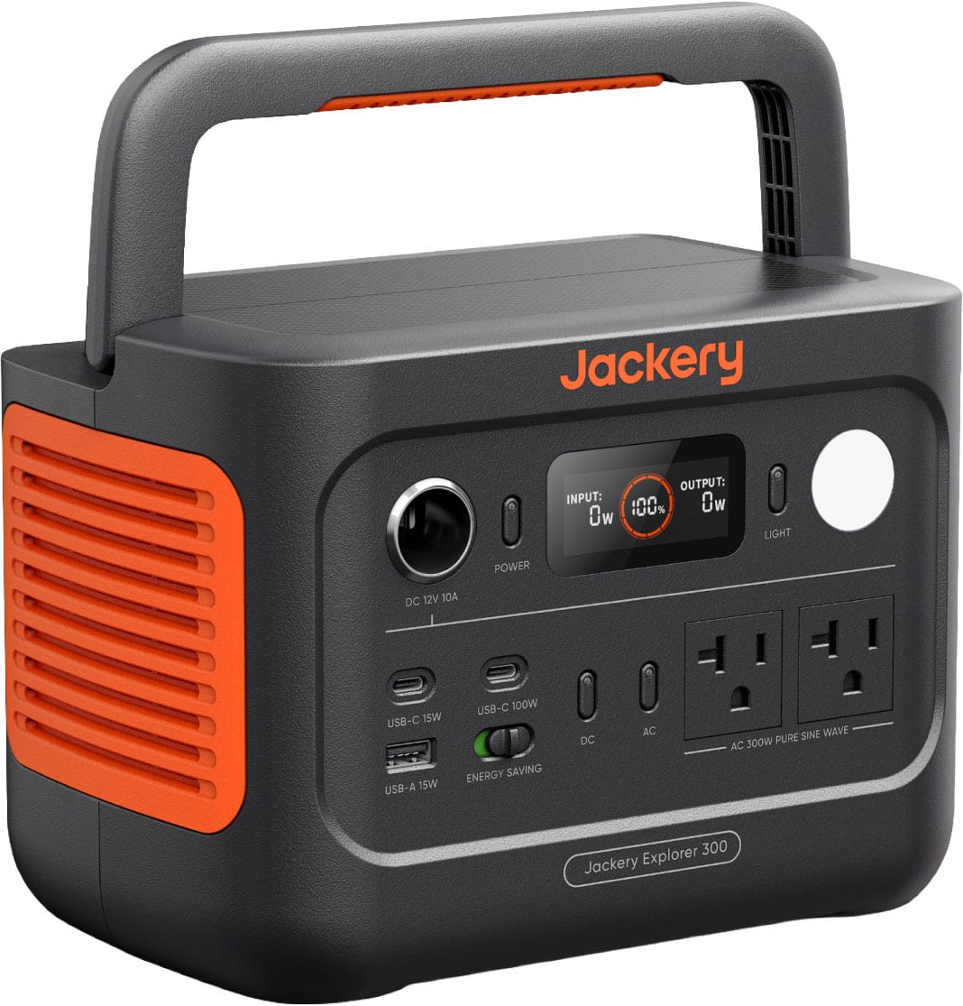Jackery - Explorer 300 v2 (288Wh) Portable Power Station for Outdoor Camping Hiking RV and Road Trips (288 Wh Capacity) - Black