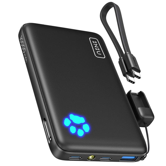 INIU - Portable Charger Compact 10000mAh PD 22.5W Power Bank for iPhone Samsung etc - Black