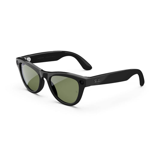 Ray-Ban Meta - Skyler — Green Lenses — Shiny Smart AI Glasses for Men and Women — Camera Audio Video Recording - Black