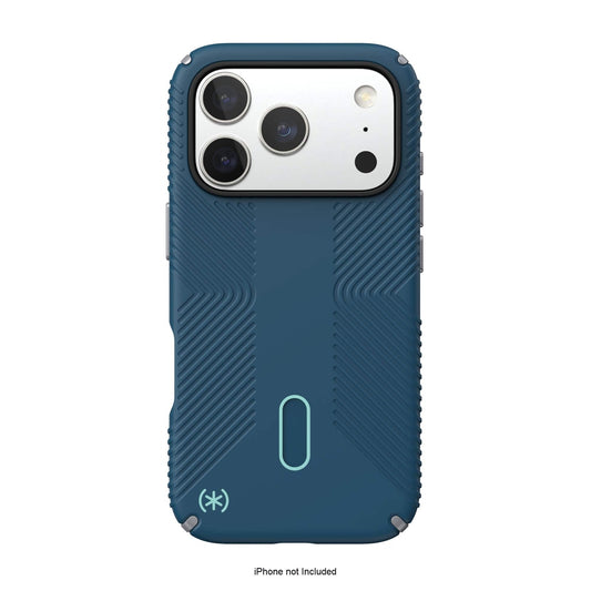 Speck - Presidio2 Grip ClickLock Case for Apple iPhone 17 Pro - Deep Sea/Silver Metallic/Spell Blue