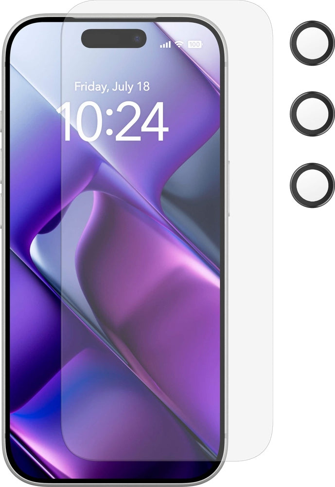 Insignia - Glass Screen Protector with Lens Protection for  iPhone 17 Pro (3-Pack) - Clear